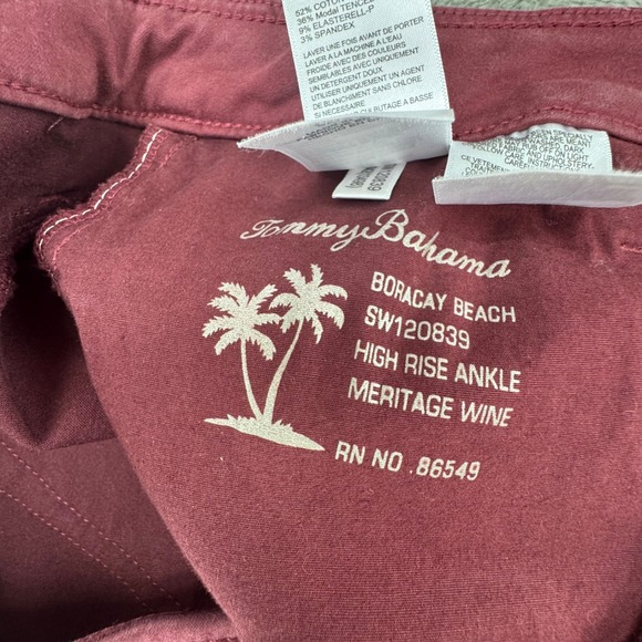 Tommy Bahama Boracay Beach High Rise Ankle Meritage Wine Pants Womens 14 - Picture 4 of 12